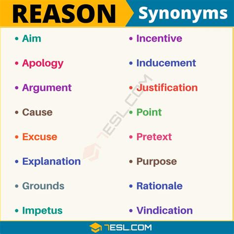 exclusive <b>reasons</b>. . The reason synonyms